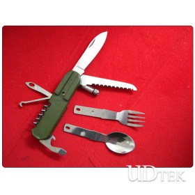 Outdoor camping tableware treble Stainless steel knife fork spoon with LED flashlight UD16082